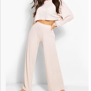 Boohoo Stone Colored Ribbed Oversized Lounge Sweat